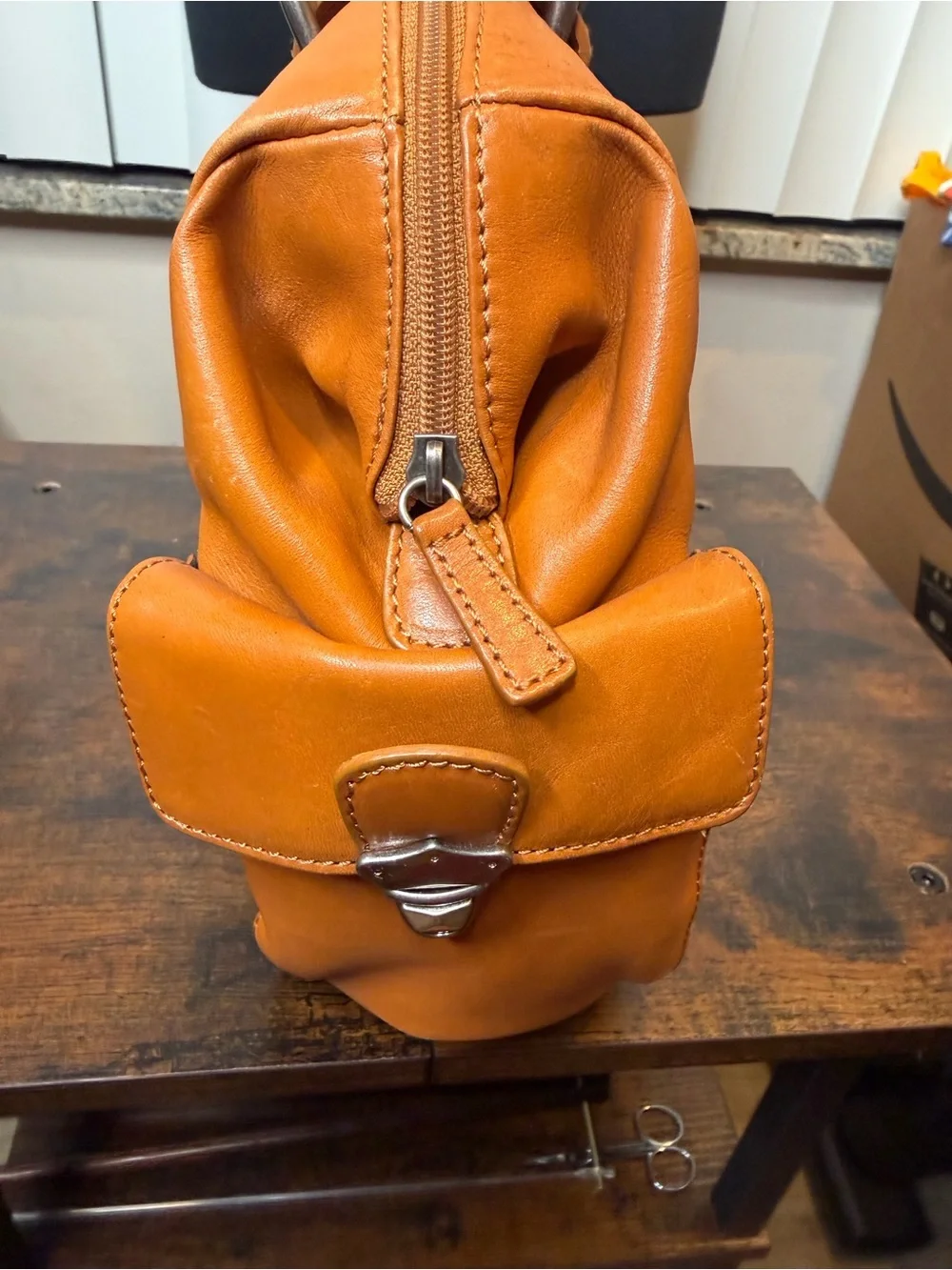 Hype faux leather tan satchel handbag functional side pockets